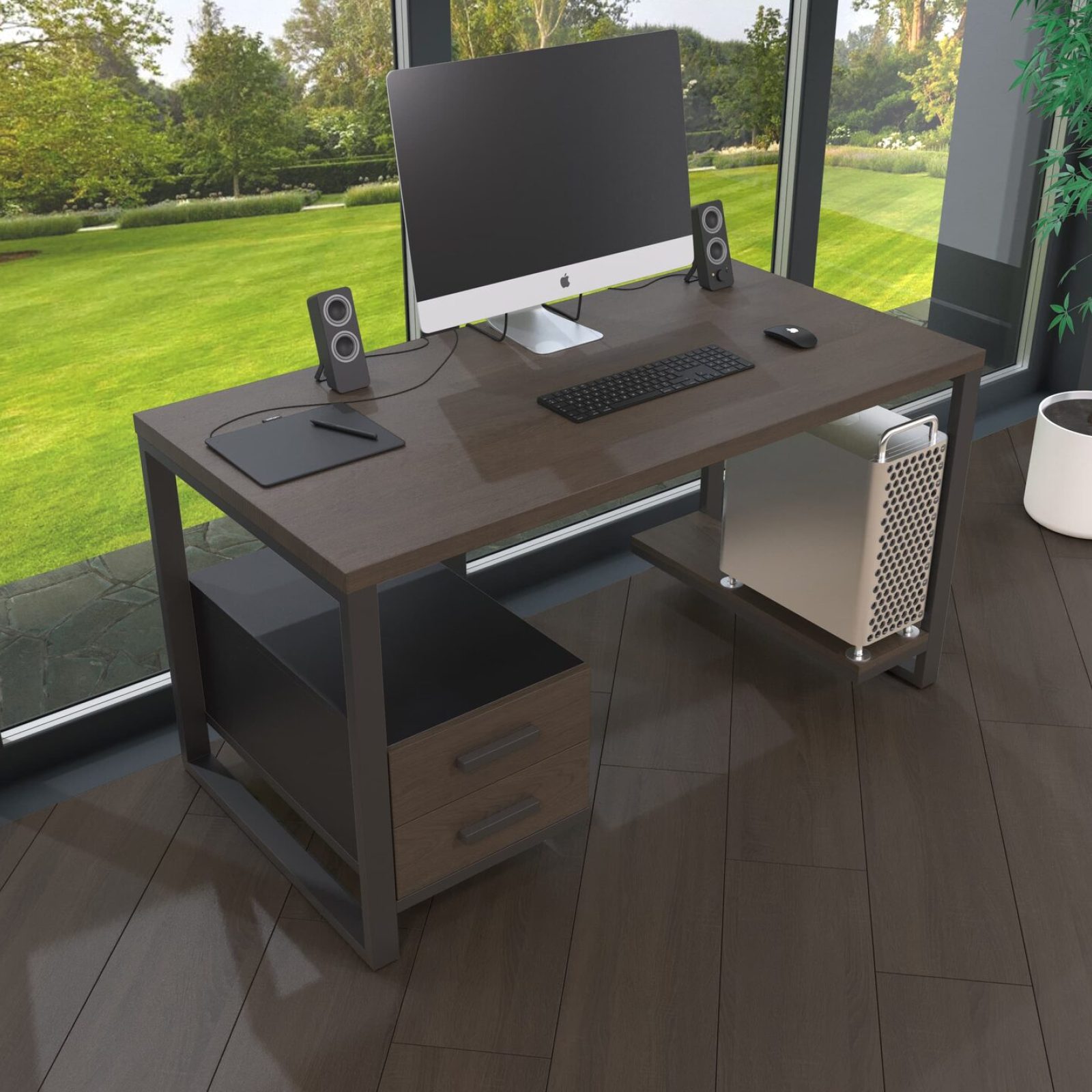 Комп'ютерний стіл з натурального дерева (ясен) Альфред Wood BL 160*70*90 (22160377) довжина 1.6 м, ширина 0.7 м, стільниця Темний Шоколад Чорний