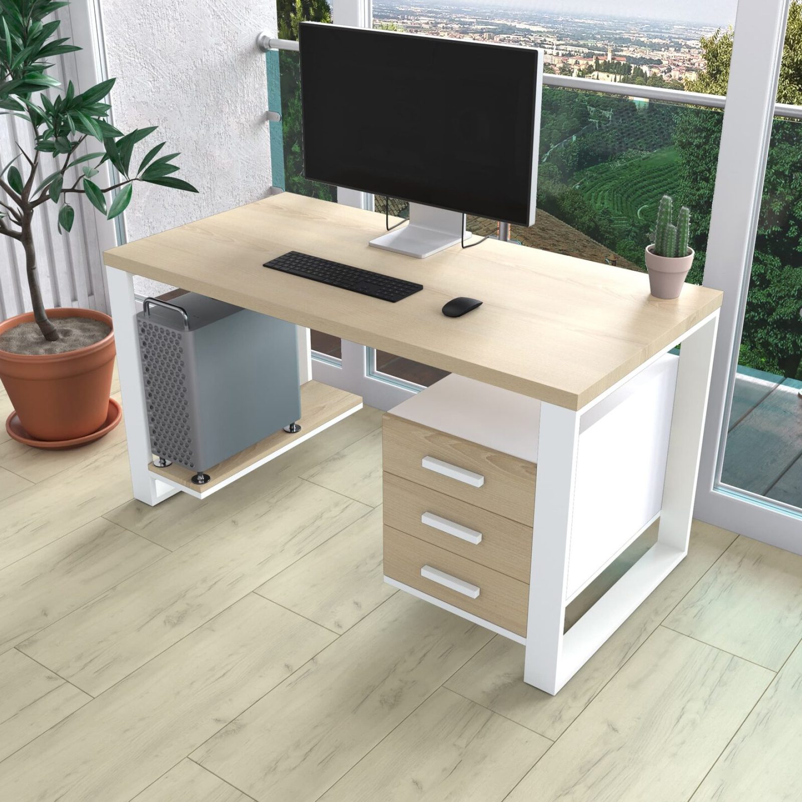 Комп'ютерний стіл з натурального дерева (ясен) Остін Wood WL 140*70*75 (22220193) довжина 1.4 м, ширина 0.7 м, стільниця Натуральний Білий