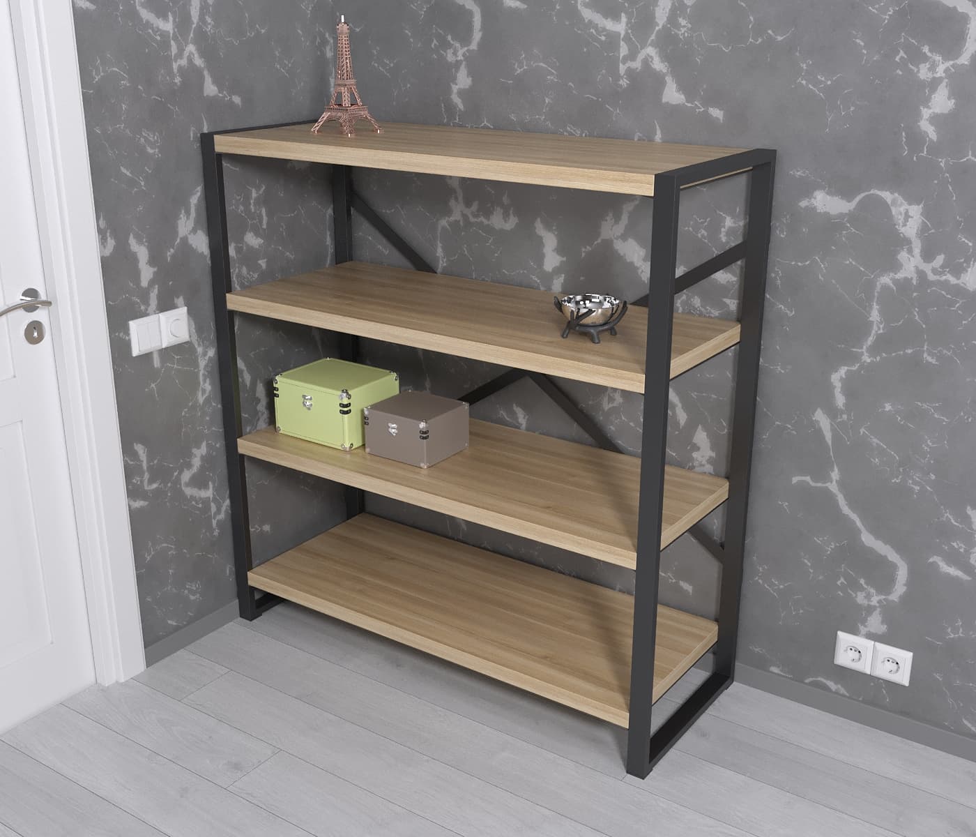 Дерев'яний стелаж лофт Афіна Wood Line Масив ясену 115*34*120 (1160101)