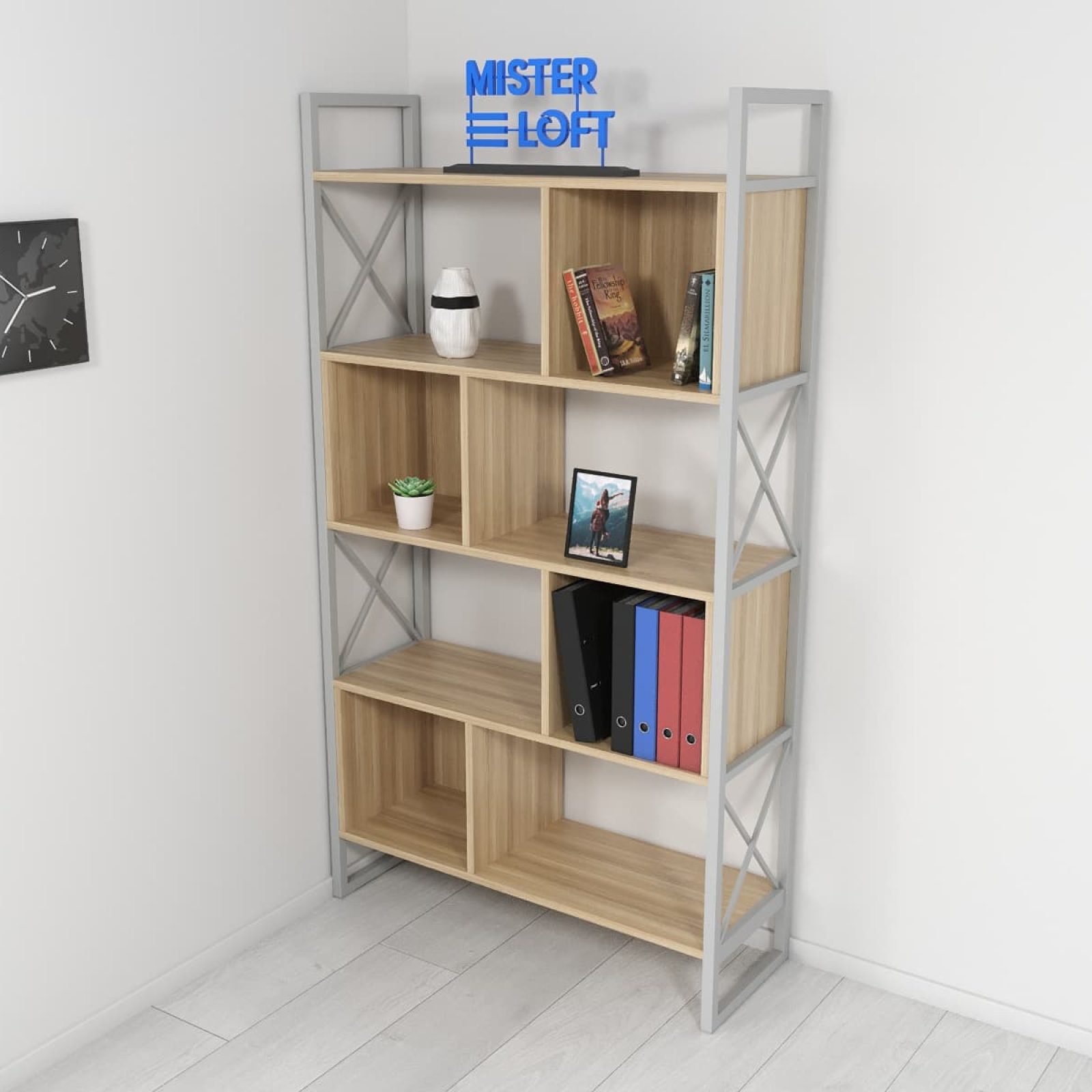 Стелаж лофт з дерева Невада Wood Line Масив ясену 100*35*180 (1160501)