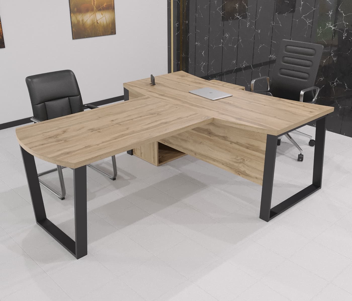Кабінетні меблі для дому Берн Дуб Аппалачі/Чорний 130x90 см