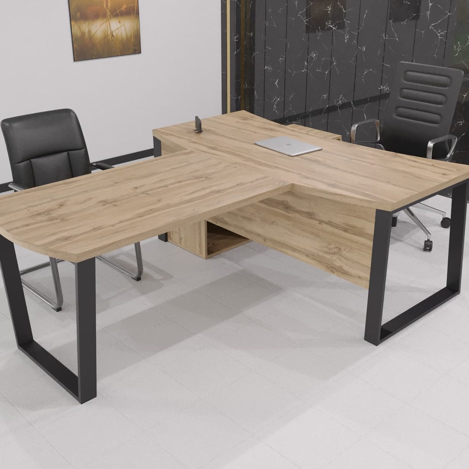 Кабінетні меблі для дому Берн Дуб Аппалачі/Чорний 130x90 см