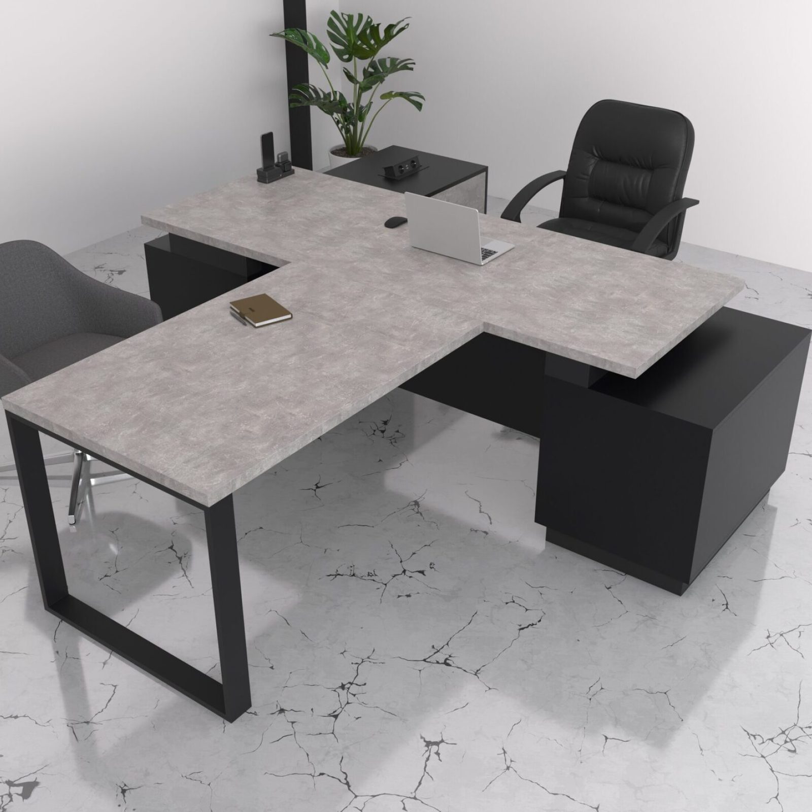 Стіл у кабінет з приставкою-брифінгом Гамільтон Black 160x70 см