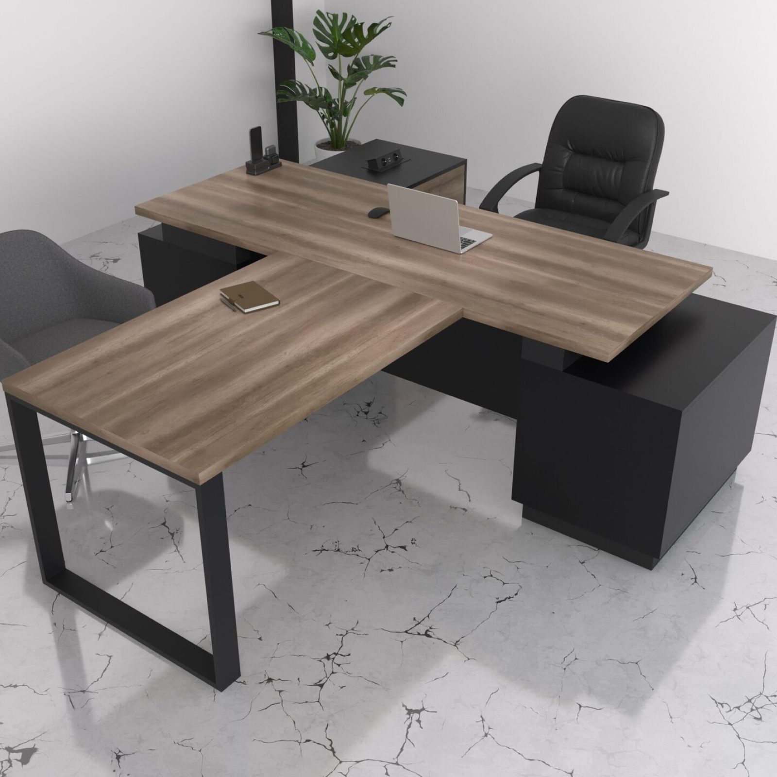Кабінет Гамільтон Black Дуб Каньйон/Чорний 170x70 см