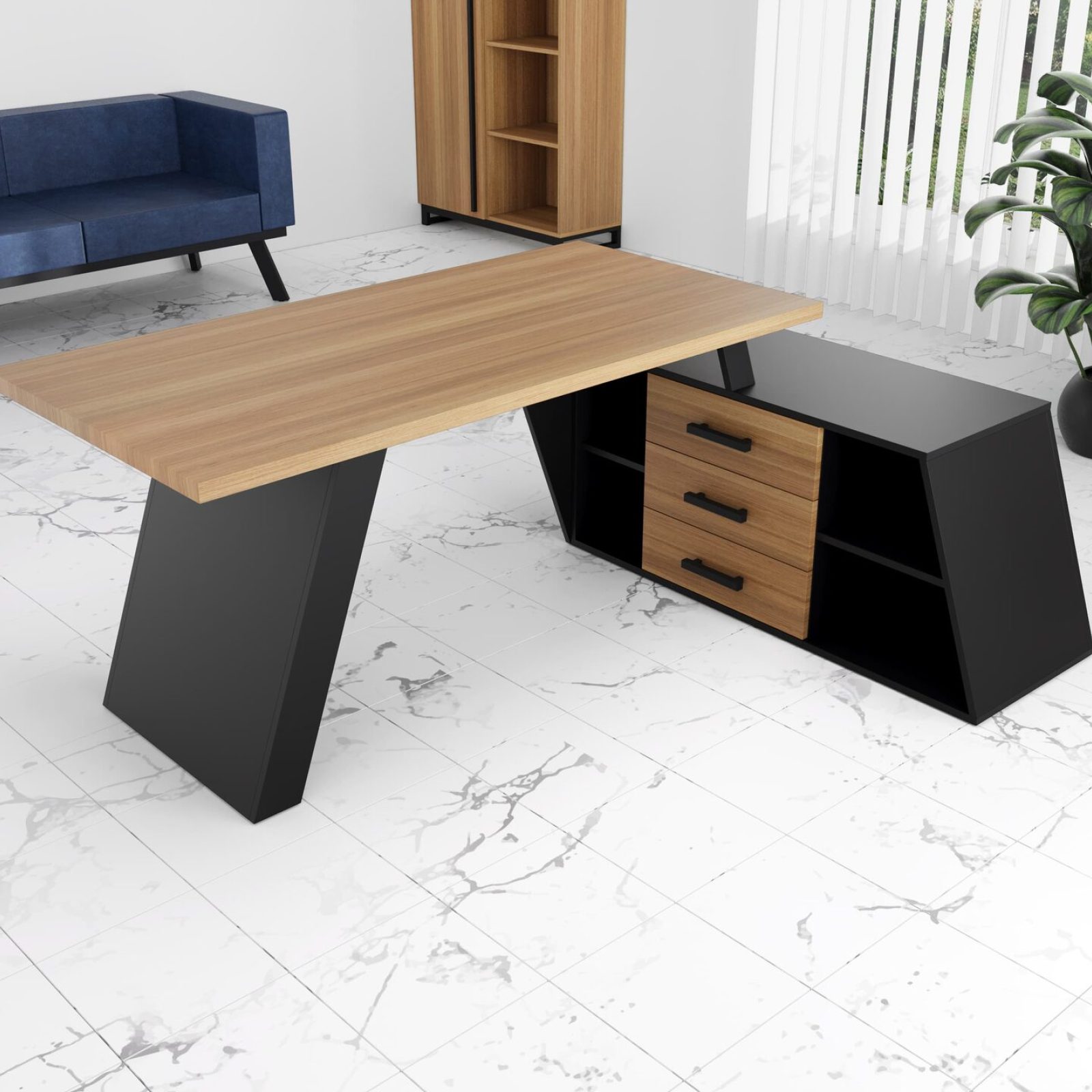 Стіл керівника Бостон WOOD 170*90 (42210006) довжина 1.7 м, ширина 0.9 м, стільниця Натуральний Чорний