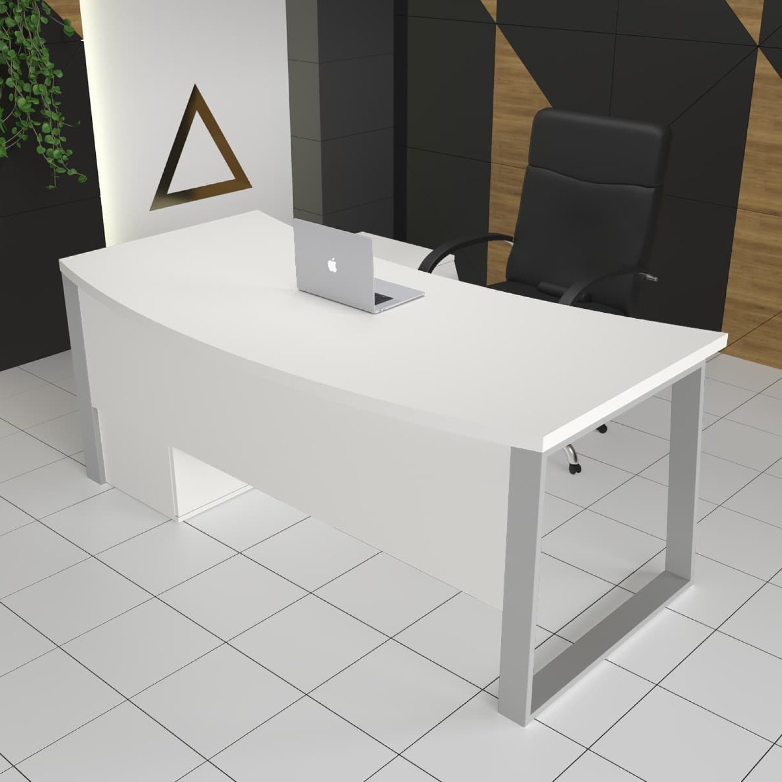 Стіл директора Гамбург Білий/Сірий 140x90 см