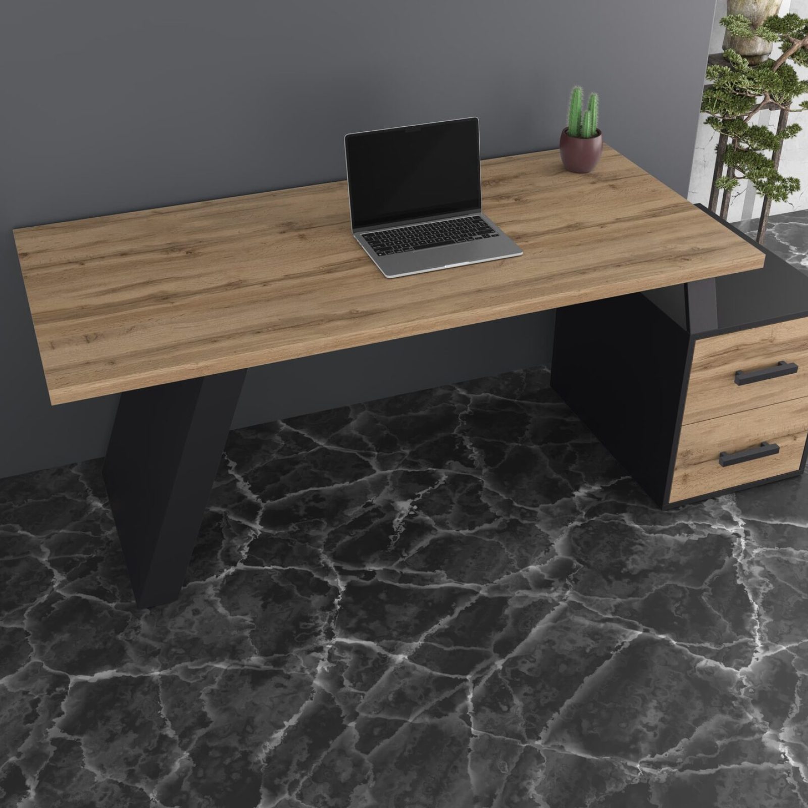Кабінет начальника Мельбурн Дуб Аппалачі/Чорний 150x90 см