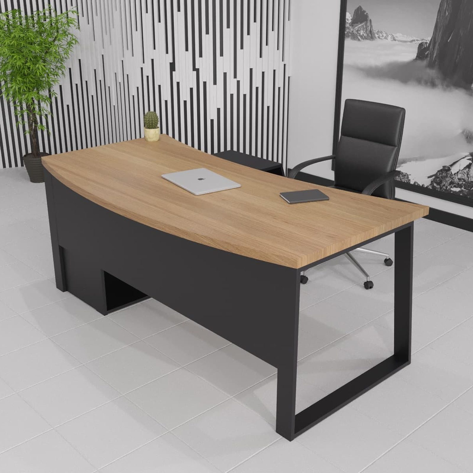Стіл керівника Турин WOOD (дуб) 180*80 (42130039) довжина 1.8 м, ширина 0.8 м, стільниця Натуральний Чорний