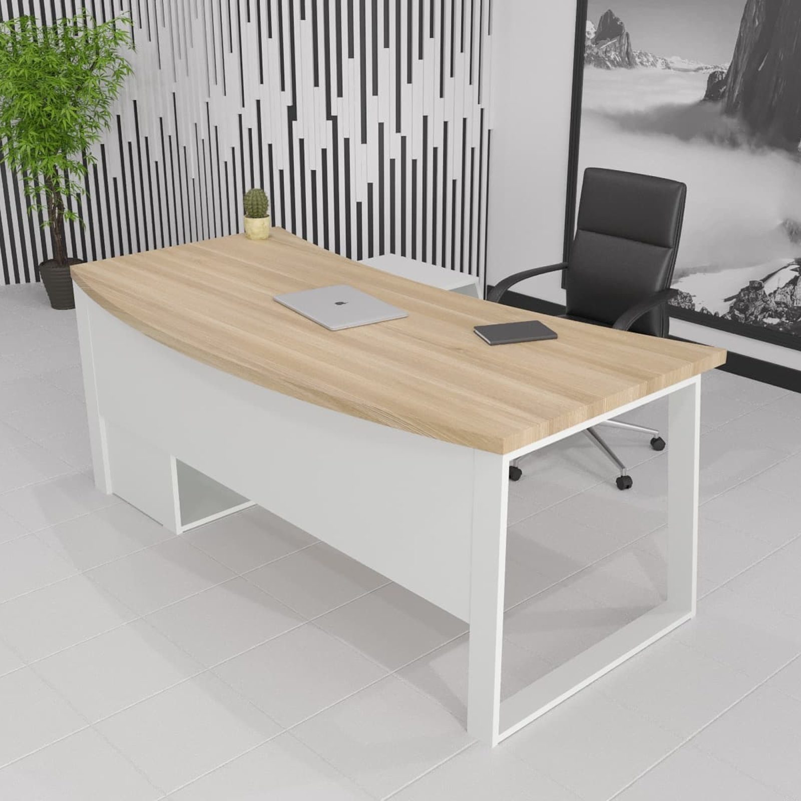 Стіл керівника Турин WOOD (ясен) 180*80 довжина 1.8 м, ширина 0.8 м, стільниця Натуральний Білий