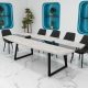 Стіл для конференцій Асканія Glass Line на 8-10 осіб Бетон/Чорний 190x170 см
