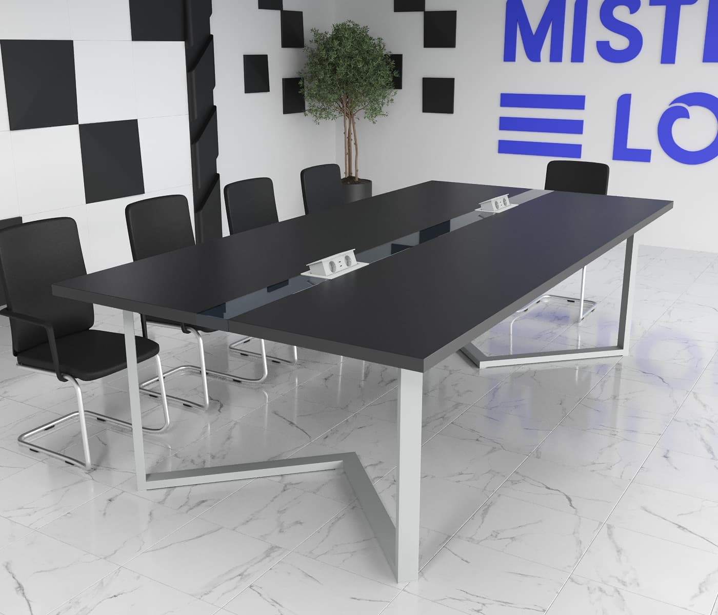Стіл переговорний Бруклін Glass Line 250x90 см