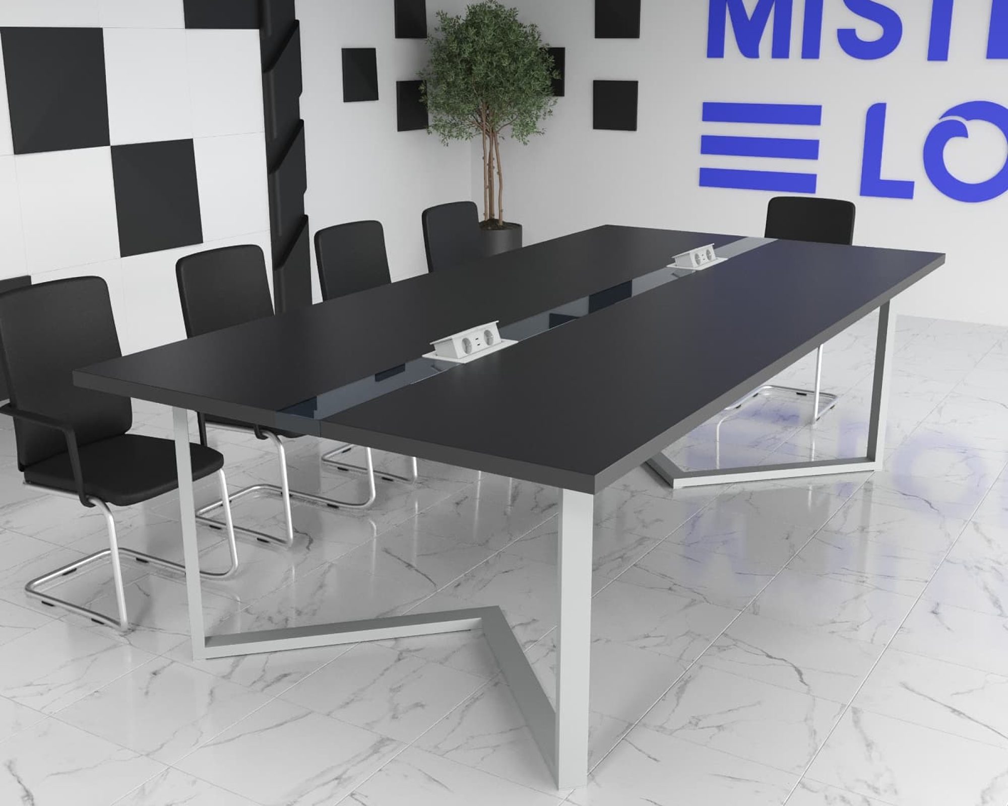 Стіл переговорний Бруклін Glass Line 250x90 см