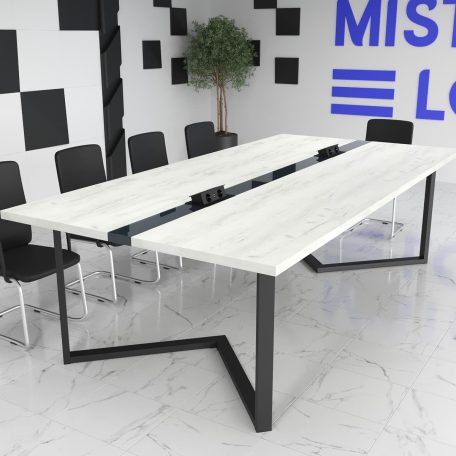 Стіл для конференц-залу Бруклін Glass Line на 8-10 осіб Бетон/Чорний 260x90 см (bruklin-glass-line-55730253)