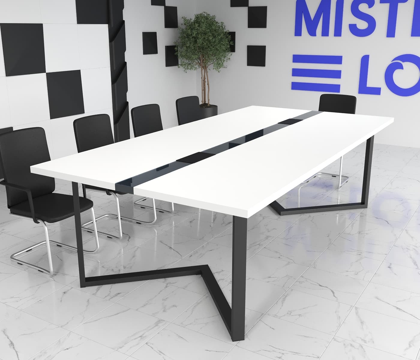 Стіл для переговорів Бруклін Glass Line 240x90 см