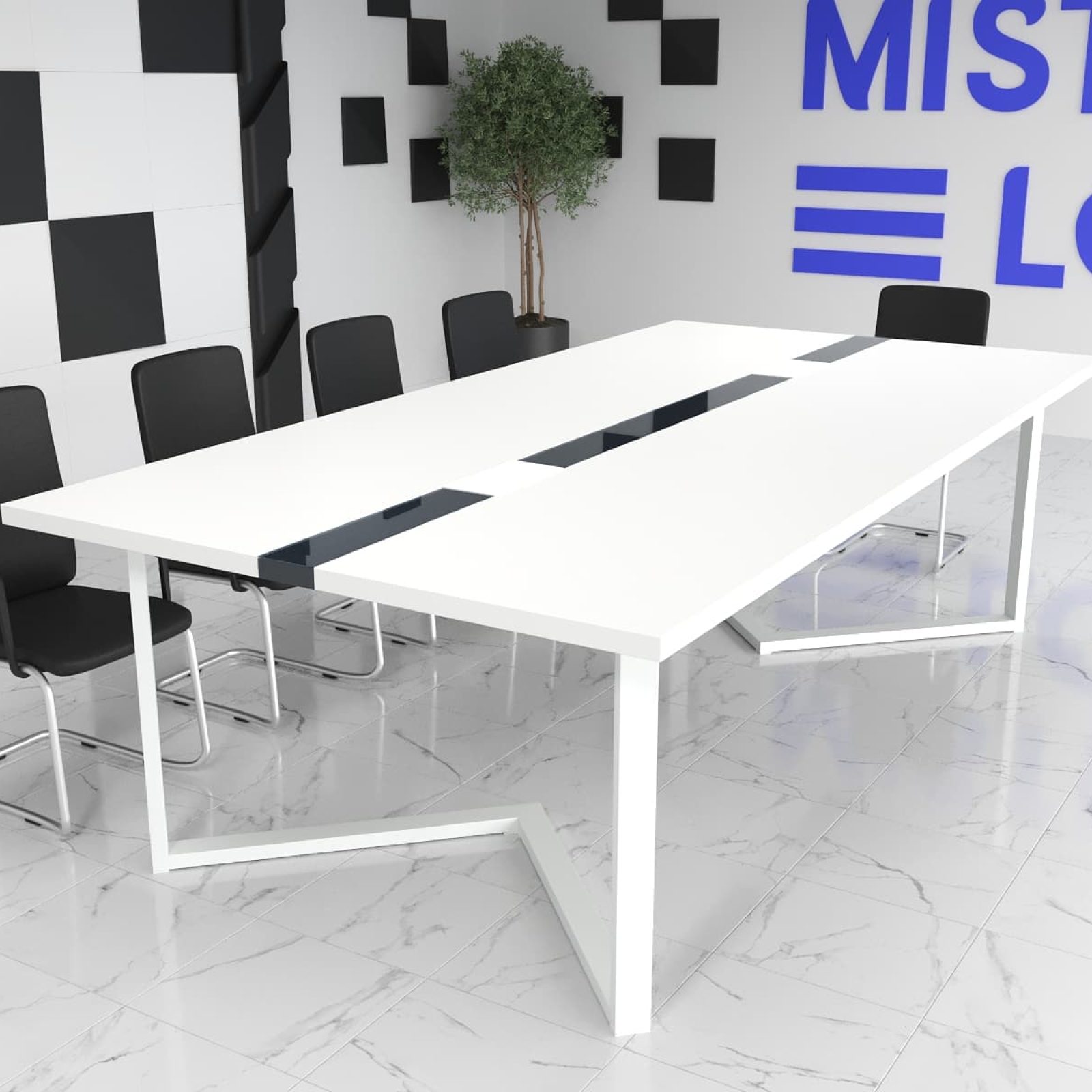 Стіл переговорів Бруклін Glass Line на 6-8 осіб 240x90 см
