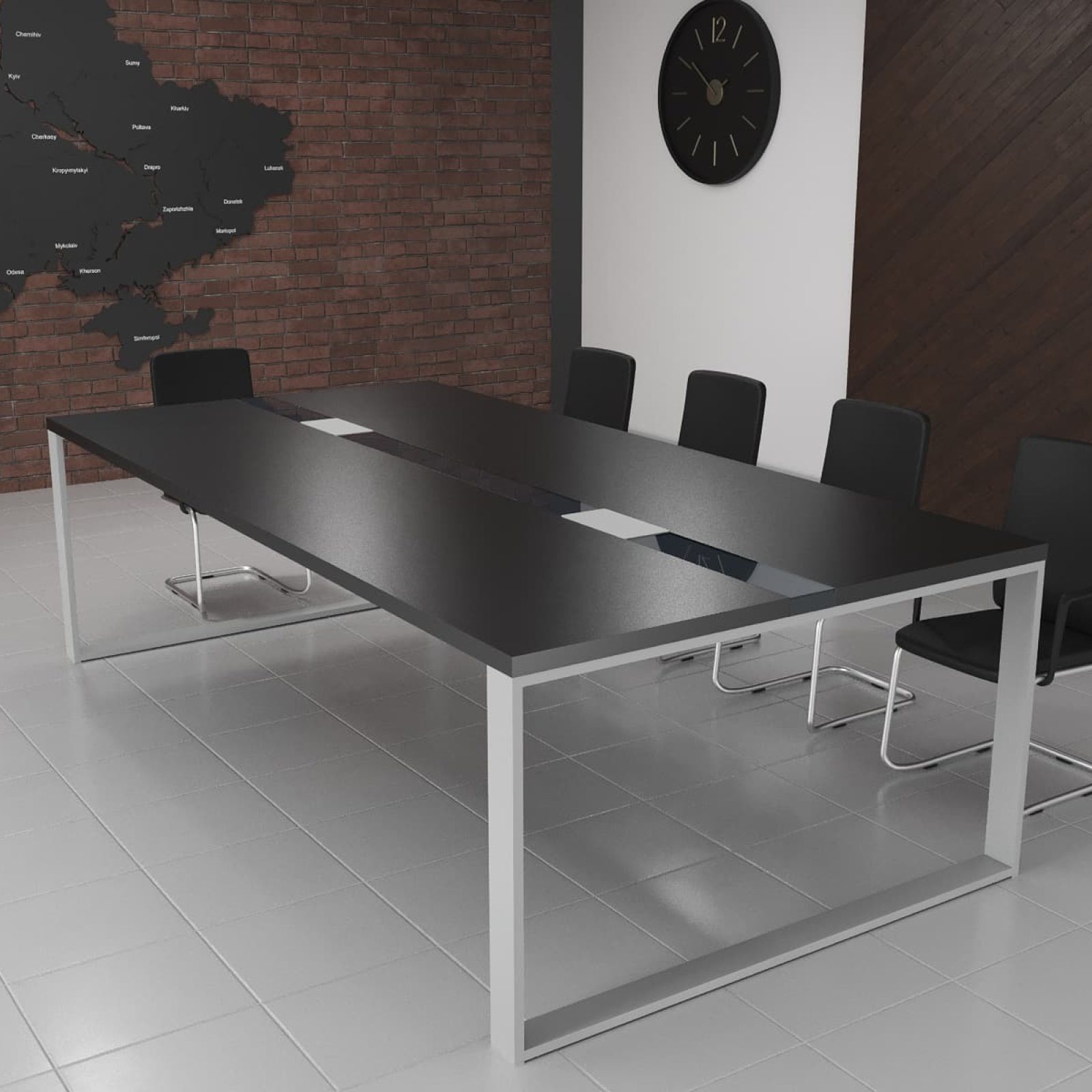 Стіл для переговорів Брюсель Glass Line Білий 240x120 см