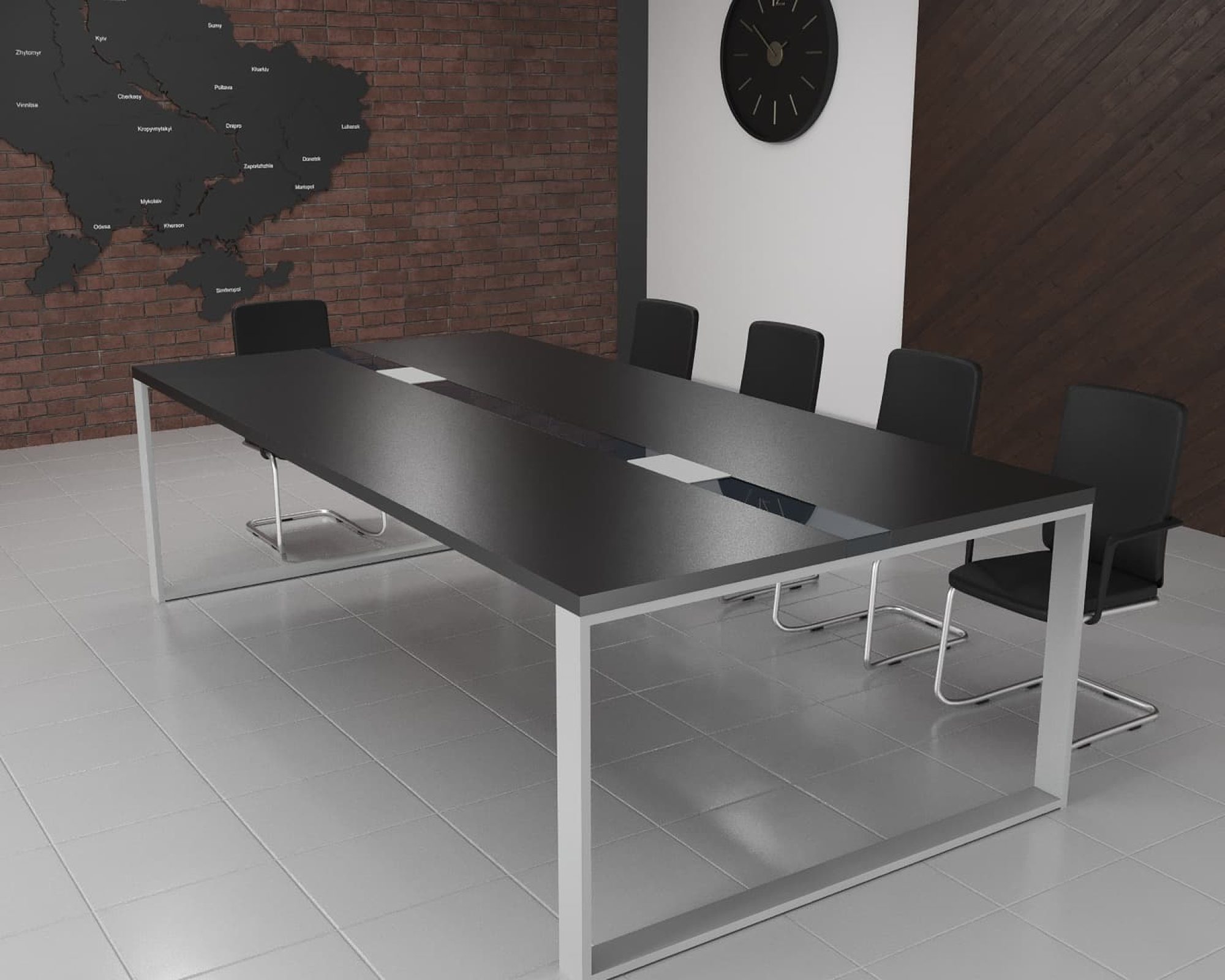 Стіл для переговорів Брюсель Glass Line Білий 240x120 см
