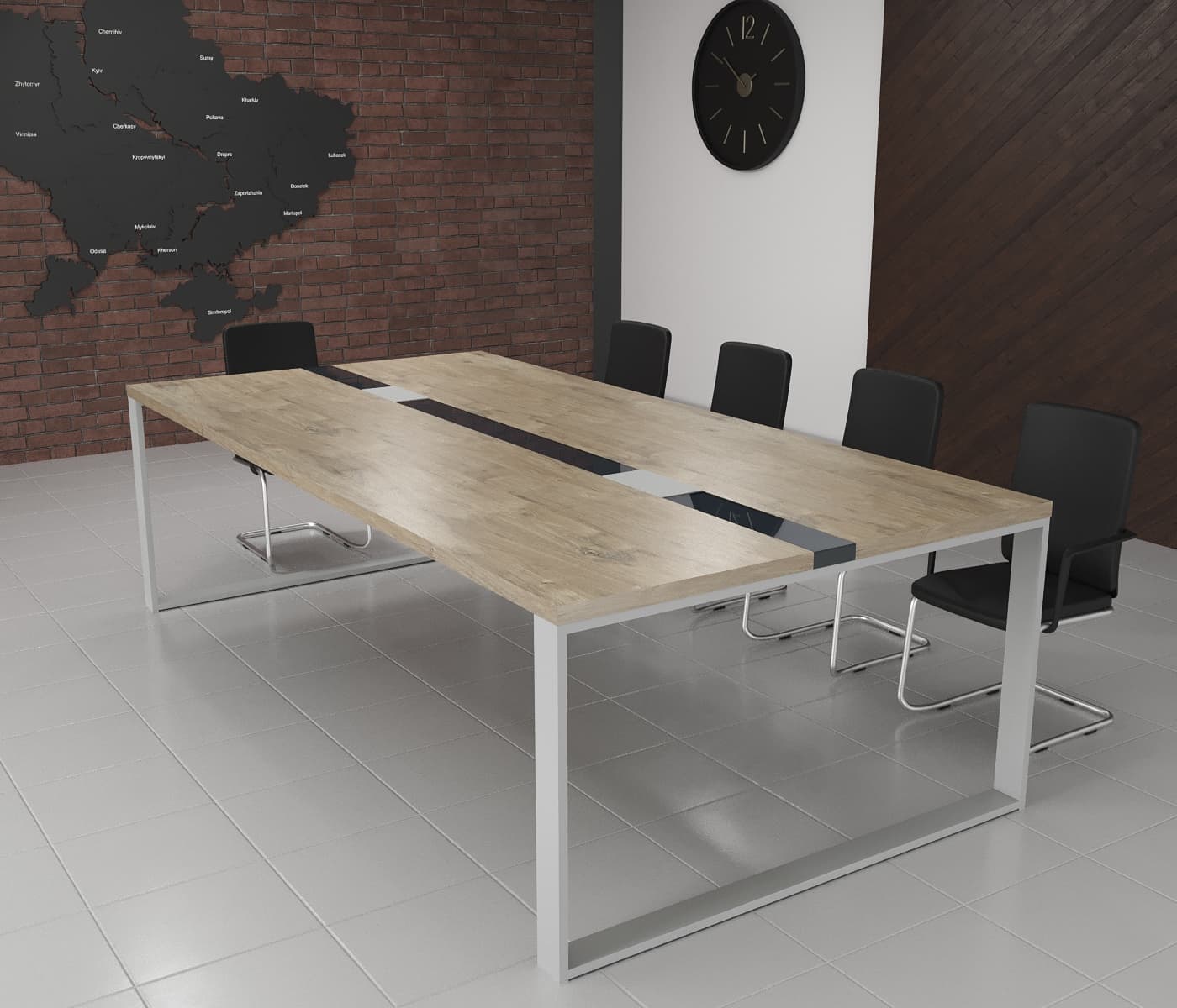 Переговорний стіл Брюсель Glass Line Дуб Сонома Світлий 240x120 см