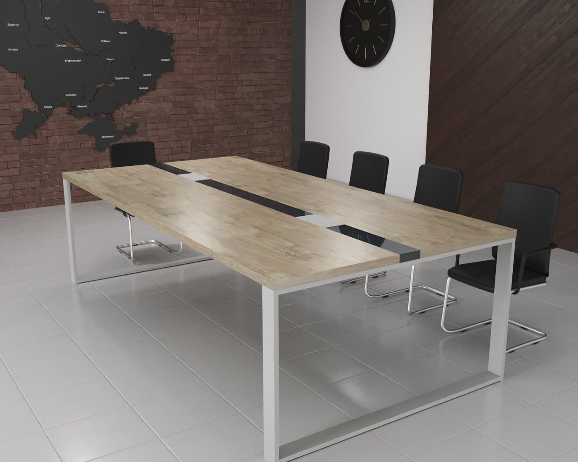 Переговорний стіл Брюсель Glass Line Дуб Сонома Світлий 240x120 см