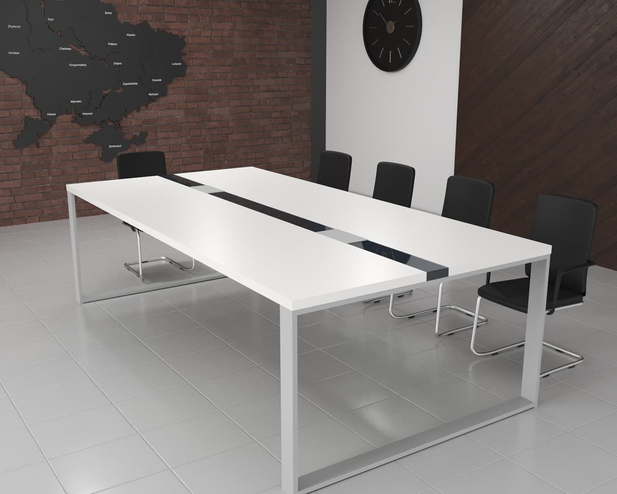 Стіл переговорний Брюсель Glass Line Білий 240x120 см