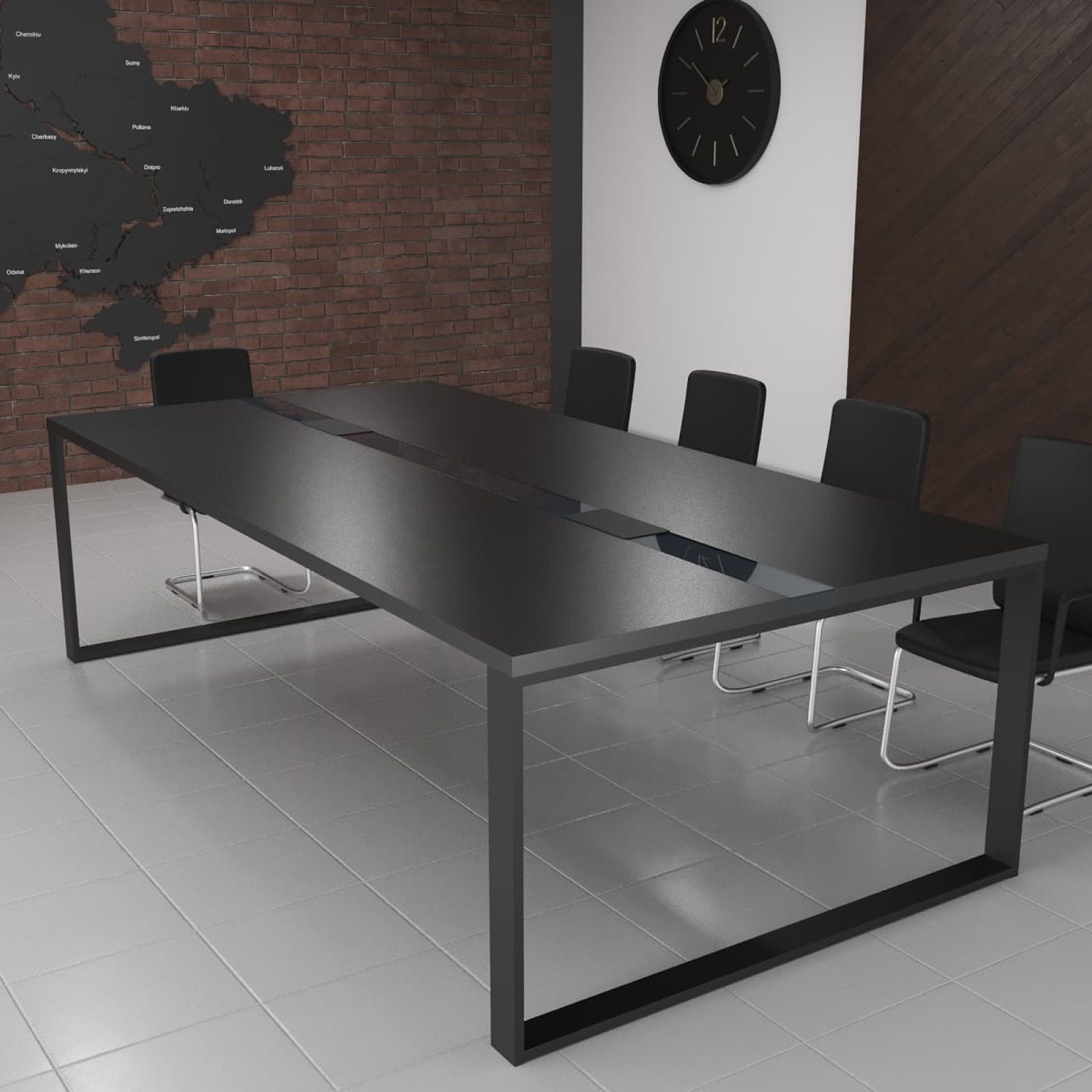 Конференц стіл Брюсель Glass Line Бетон 240x120 см