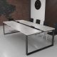 Конференц стіл Брюсель Glass Line Скандинавське Біле Дерево/Чорний 240x90 см