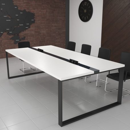 Стіл переговорний Брюсель Glass Line на 10-12 осіб Дуб Крафт Білий/Чорний 275x130 см (brusel-glass-line-55740463)