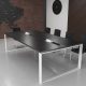 Стіл переговорний для офісу Брюсель Glass Line Дуб Сонома Світлий/Сірий на 8-10 осіб