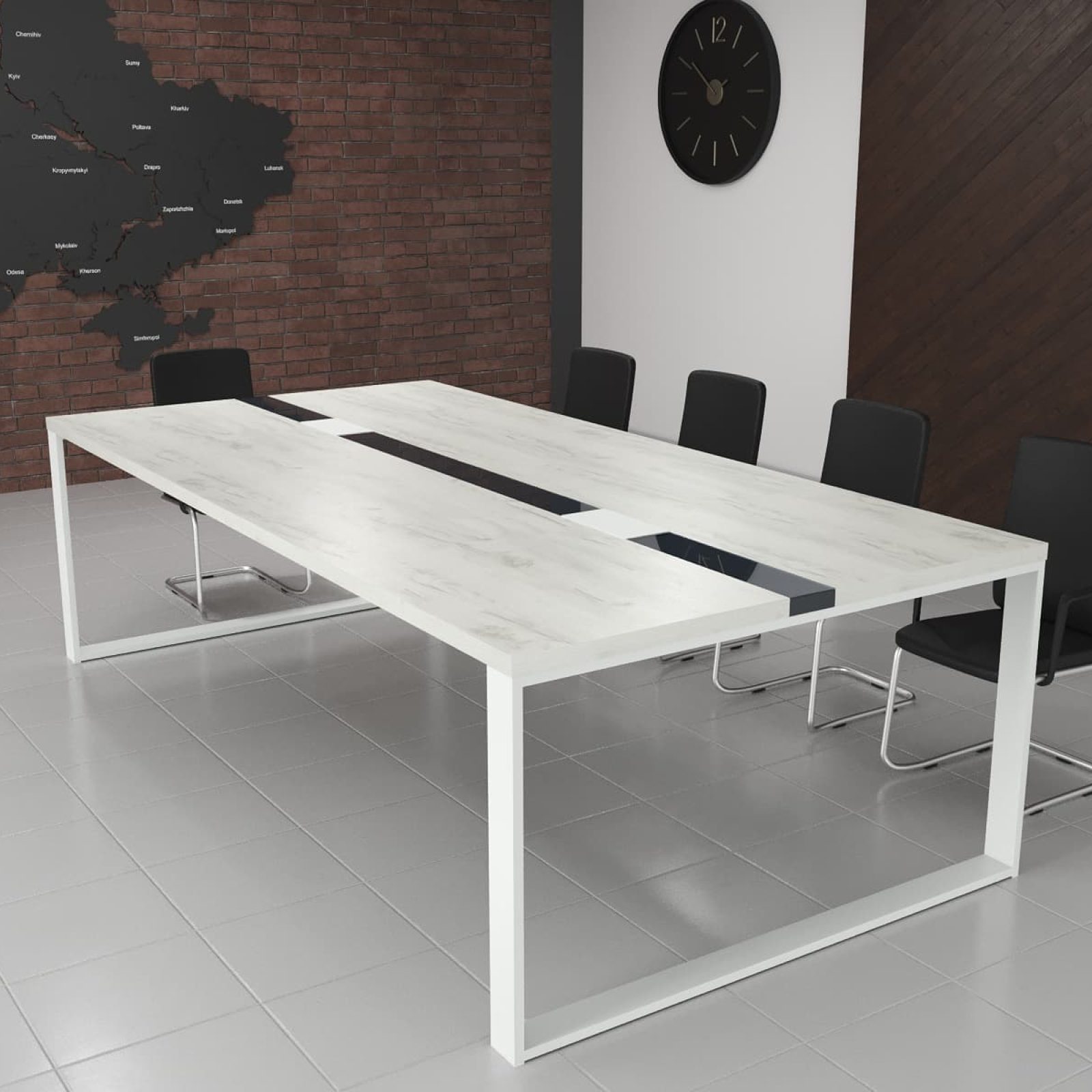 Стіл переговорів Брюсель Glass Line Сірий 240x110 см