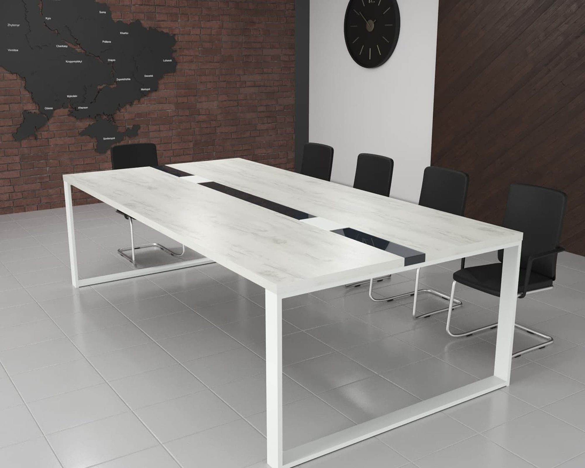 Стіл переговорів Брюсель Glass Line Сірий 240x110 см