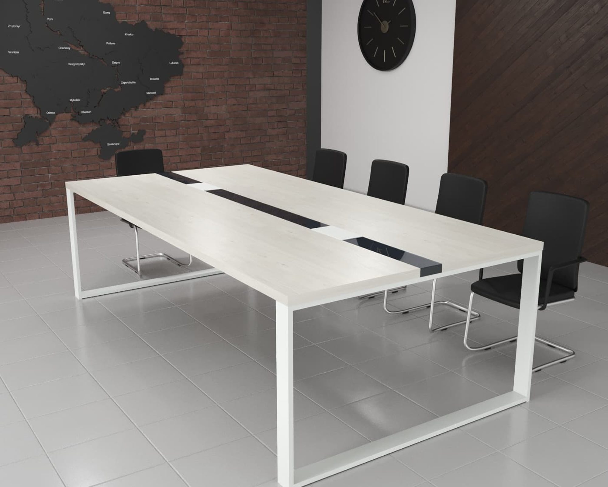 Стіл переговорний Брюсель Glass Line Дуб Харбор Золотий 240x90 см