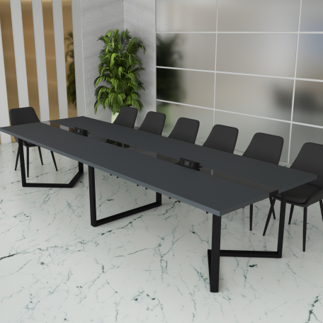 Стіл переговорний Пекін Glass Line на 14-16 осіб Антрацит/Чорний 400x120 см (pekin-glass-line-55880231)