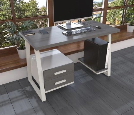 Комп'ютерний стіл з натурального дерева (ясен) Джорджія Wood WL 120*60*75 Сірий Камінь (22120006)