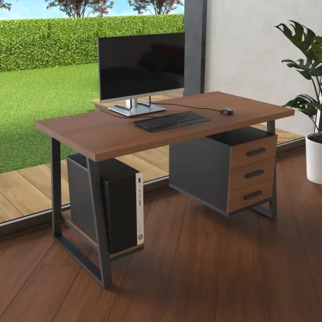 Комп'ютерний стіл з натурального дерева (ясен) Вірджинія Wood BL 120*60*75 Махагон Світлий (22180001)