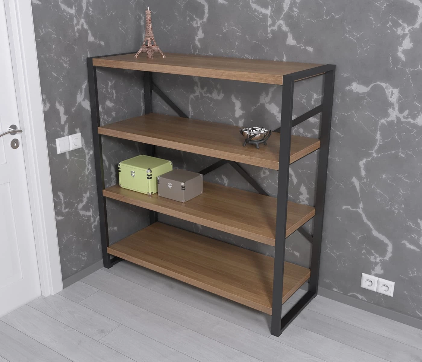 Дерев'яний стелаж лофт Афіна Wood Line Масив ясену 115*34*120 (1160101)