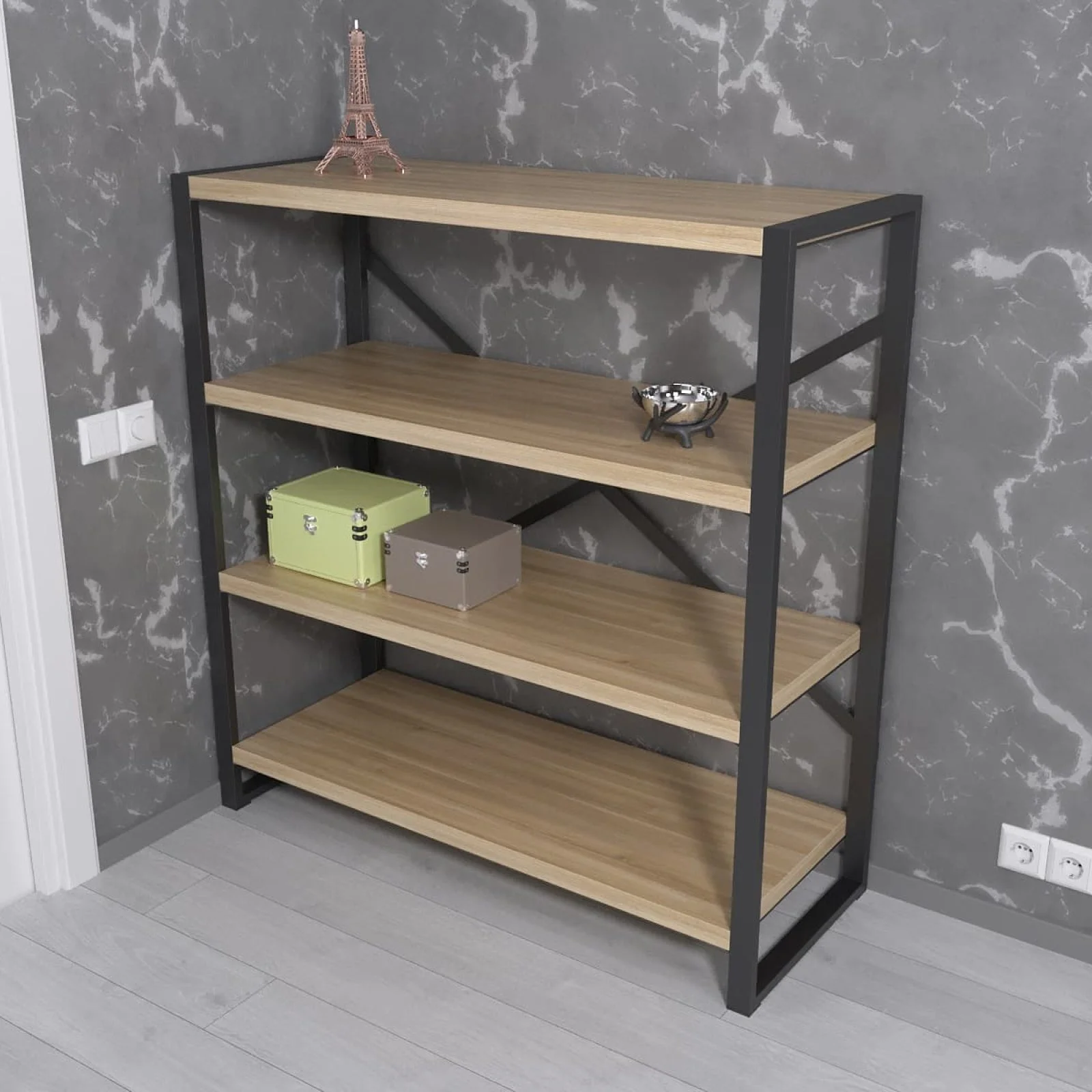 Дерев'яний стелаж лофт Афіна Wood Line Масив ясену 115*34*120 (1160101)