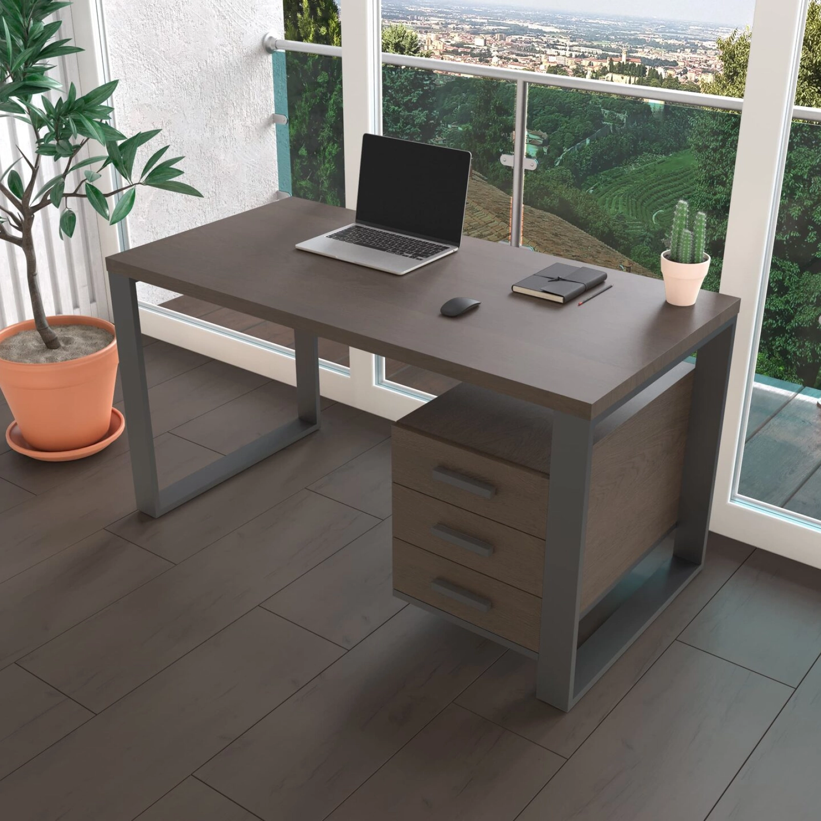 Письмовий стіл з натурального дерева (дуб) Остін Wood 150*70*75 (32230823) довжина 1.5 м, ширина 0.7 м, стільниця Горіх Натуральний Чорний