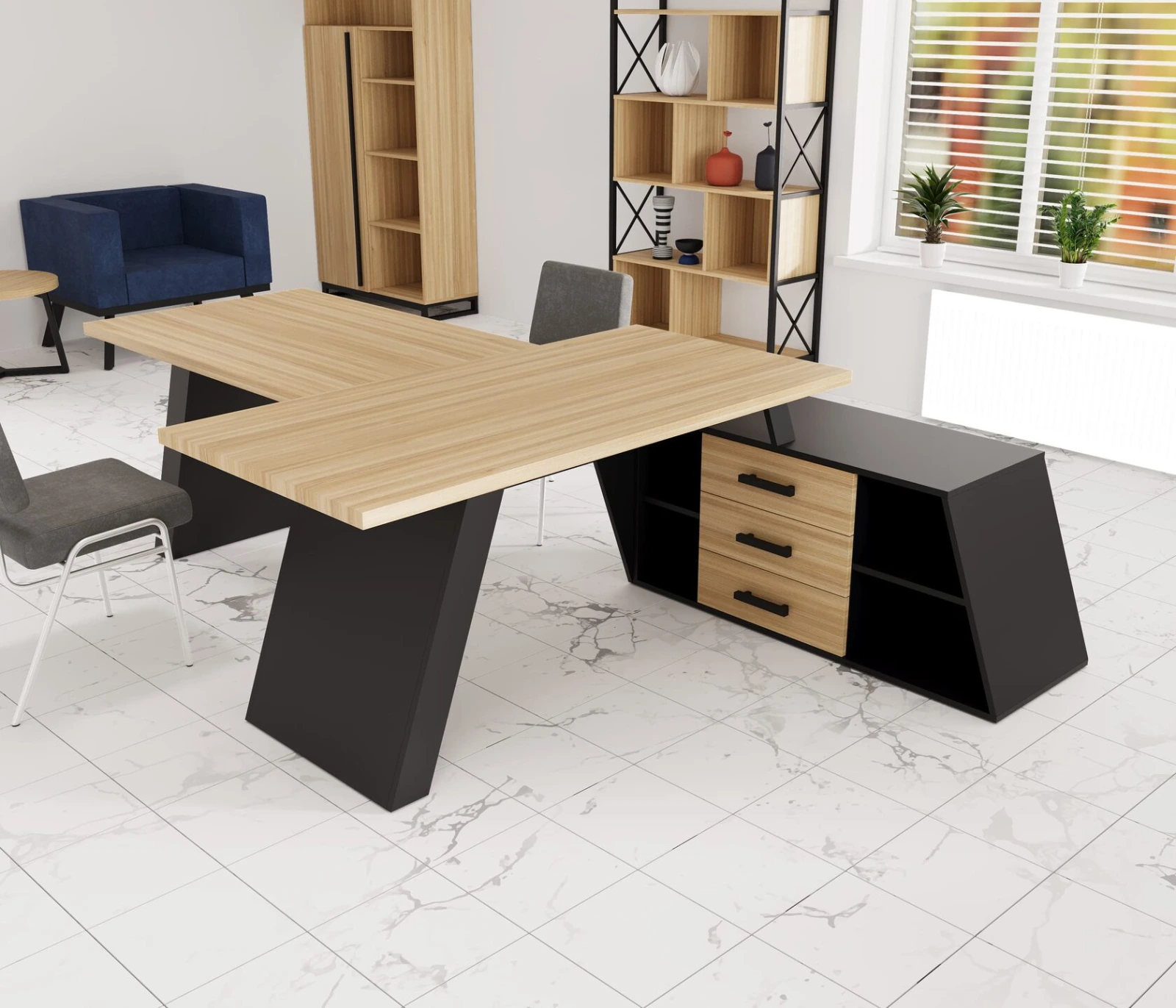Стіл керівника Денвер WOOD 160*70 (31330001) довжина 1.6 м, ширина 0.7 м, стільниця Масив ясену