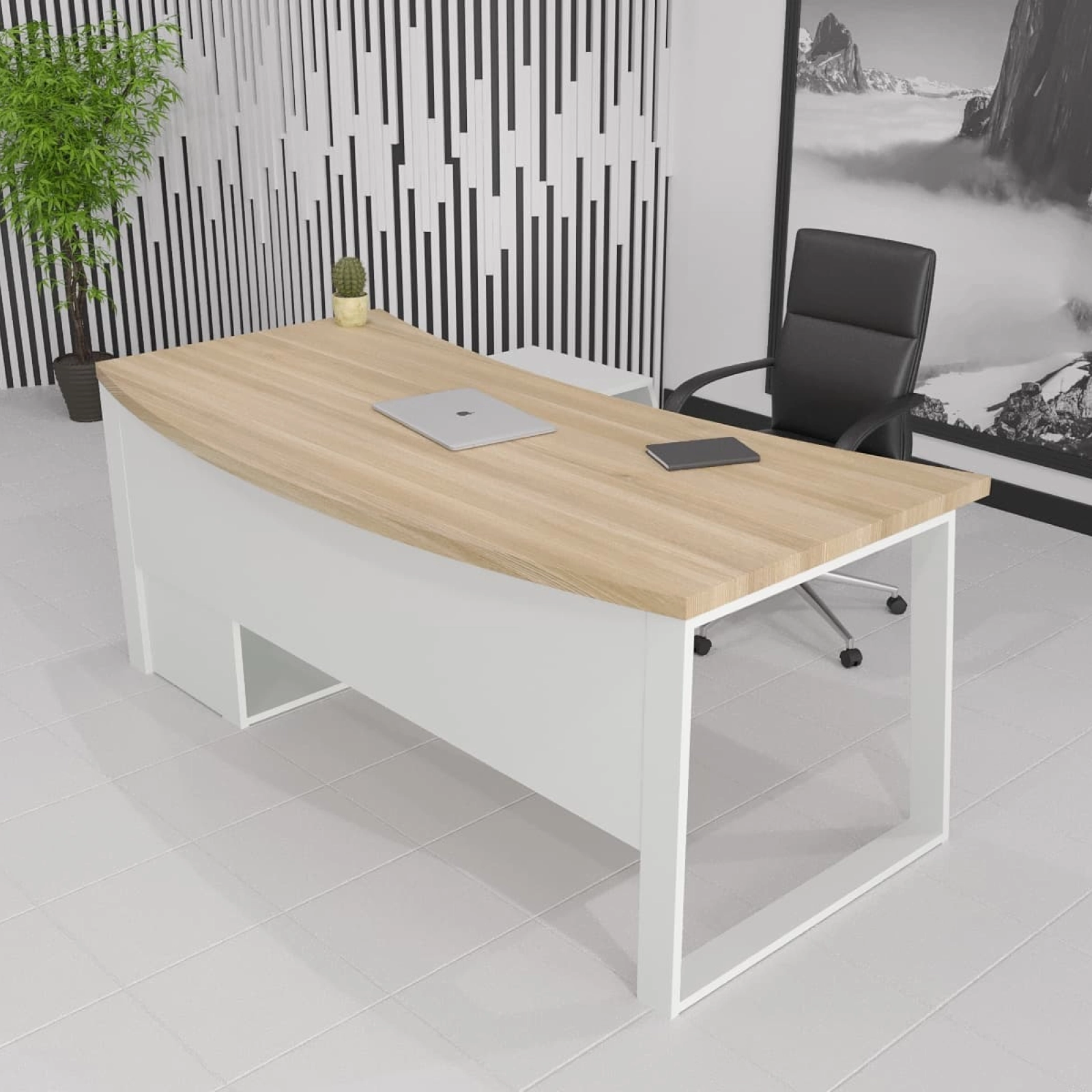 Стіл керівника Турин WOOD (ясен) 180*80 (42130040) довжина 1.8 м, ширина 0.8 м, стільниця Натуральний Білий