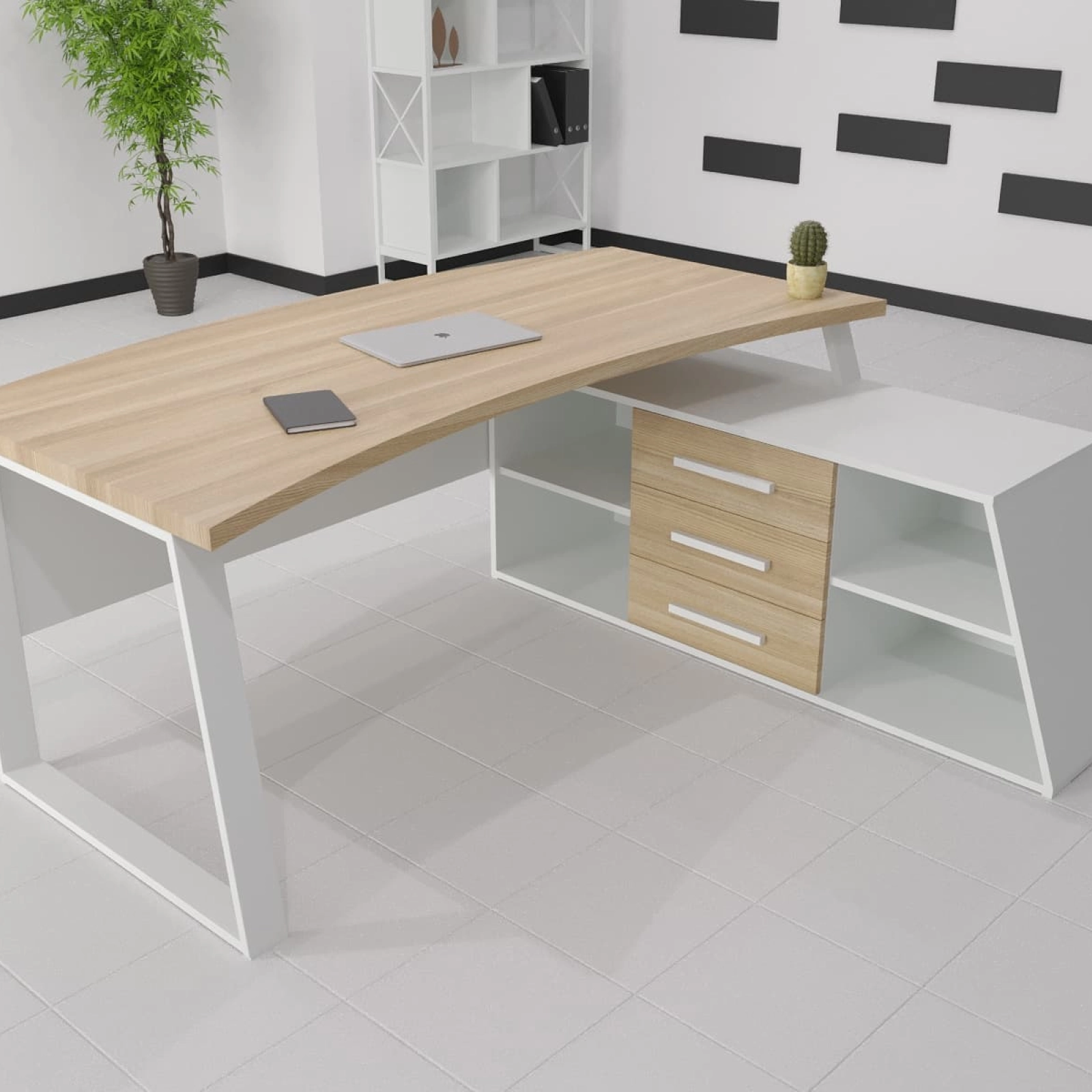 Стіл керівника Турин WOOD (ясен) 180*80 (42130040) довжина 1.8 м, ширина 0.8 м, стільниця Натуральний Білий
