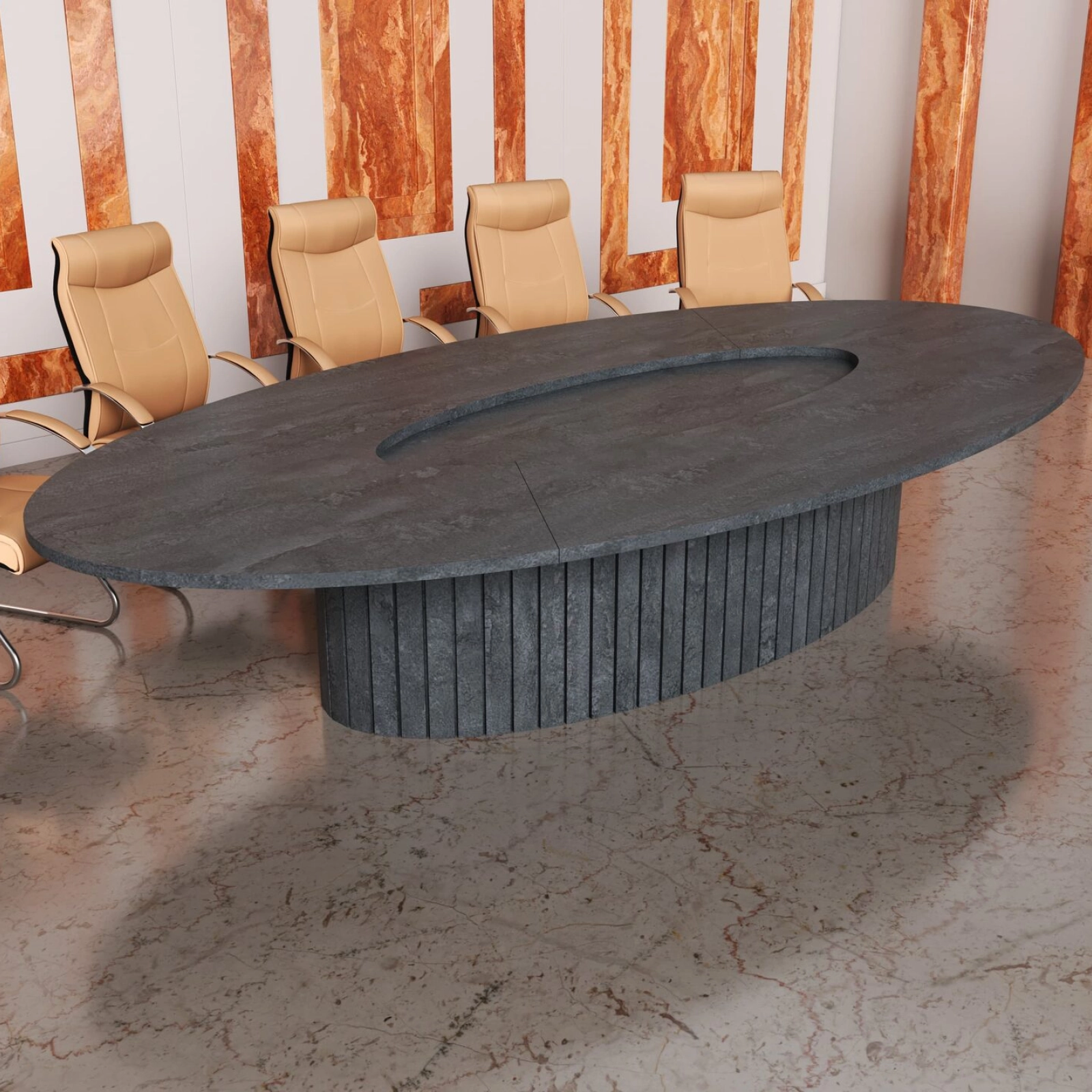 Овальний стіл для нарад Аделіна Залізний Камінь 275x120 см