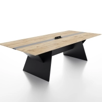 Конференц стіл для переговорів Алонто S Glass-Line Дуб Аппалачі 140x70 см