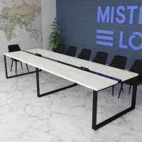 Великий стіл для конференцій Аскольд Glass Line на 20-22 осіб Дуб Крафт Білий/Чорний 600x130 см