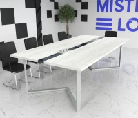 Стіл для конференцій Бруклін Glass Line на 6-8 осіб Білий/Білий 250x90 см (bruklin-glass-line-55730135)