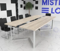 Офісний стіл для переговорів Бруклін Glass Line на 8-10 осіб Бетон/Білий 250x110 см (bruklin-glass-line-55730171)