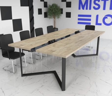 Конференц стіл Бруклін Glass Line на 6-8 осіб Чорний/Чорний 240x90 см