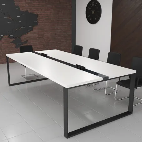 Стіл переговорів Брюсель Glass Line на 6-8 осіб Бетон/Чорний 240x90 см (brusel-glass-line-55740007)