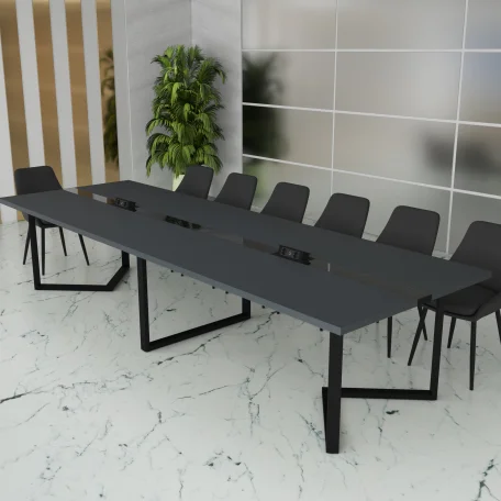 Стіл переговорний Пекін Glass Line на 14-16 осіб Антрацит/Чорний 400x120 см